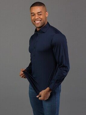 Collars & Co Men's XL Semi-Spread Collar Polo Long Sleeve Shirt NWT